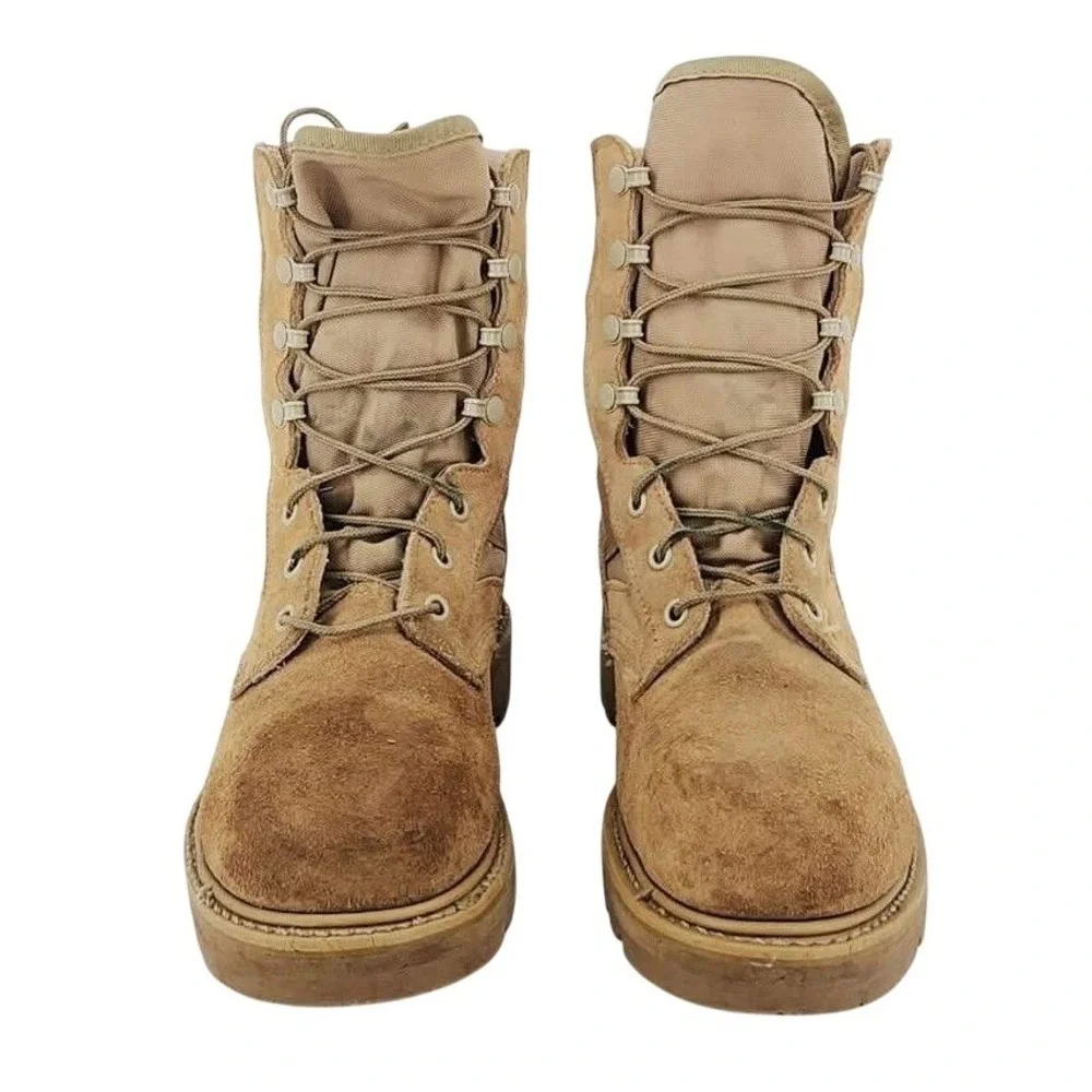 Belleville 340 DES Tan Suede Steel Toe Military Flight Boots Mens 6.5 R USA Made